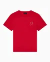 Emporio Armani Slim Fit Jersey T-shirt With Lunar New Year Rhinestone Shape In Red