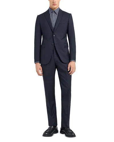 Emporio Armani Slim Fit Micro Stripe Suit In Solid Blue