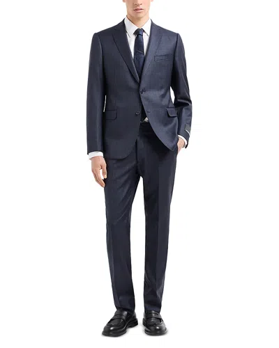 Emporio Armani Slim Fit Micro Stripe Wool Suit In Navy