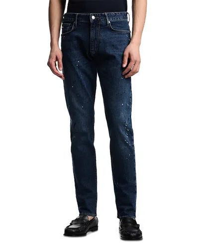 Emporio Armani Slim Fit Paint Splattered Jeans In Multi In Blue