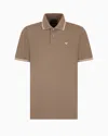 Emporio Armani Stretch Pique Polo Shirt In Beige