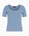 Emporio Armani Geometric Jacquard Top In Blue