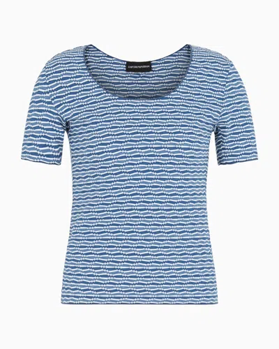 Emporio Armani Geometric Jacquard Top In Blue