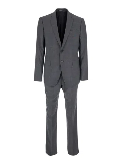 Emporio Armani Slim Fit Tech Fabric Suit With Notched Lapels In Gray