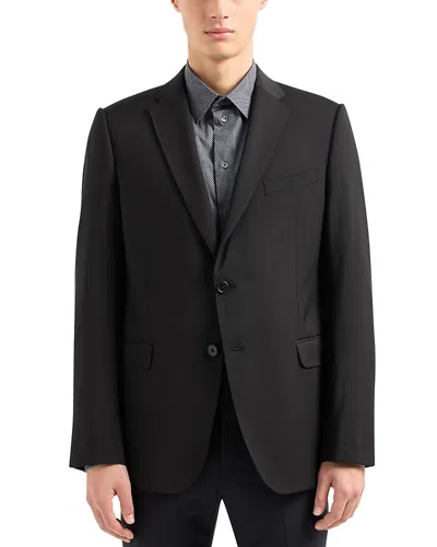Emporio Armani Stretch Slim Fit Blazer In Solid Black