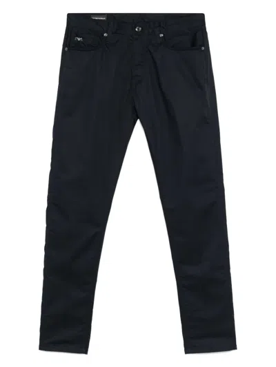 Emporio Armani Slim Fit Denim Trousers With Back Pocket Embroidery In Iconico 0920 Blu Navy Ea