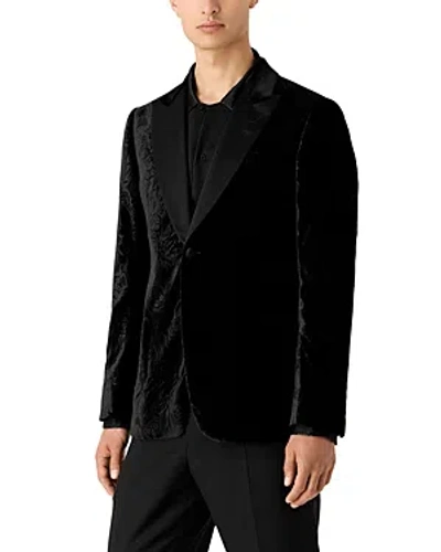 Emporio Armani Slim Fit Velvet Tuxedo Jacket In Solid Black