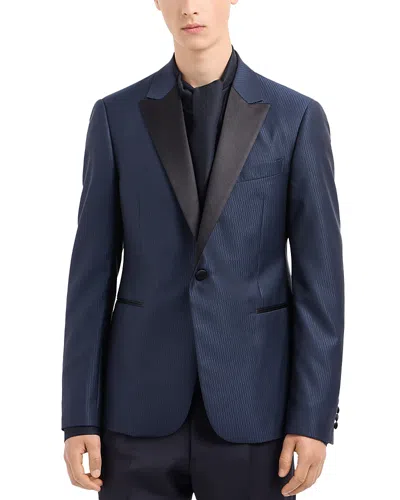 Emporio Armani Slim Fit Wool & Silk Peak Lapel Blazer In Solid Medium