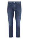 Emporio Armani Logo Plaque Slim-fit Jeans In Blue