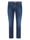 Emporio Armani Logo Plaque Slim-fit Jeans In Blue
