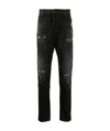 Emporio Armani Slim Jeans In Imitation Of Old Details In Black