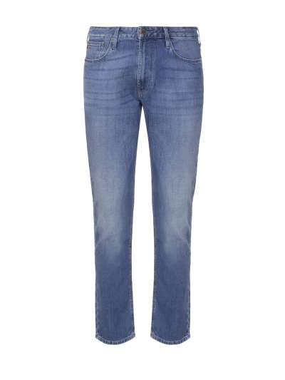 Emporio Armani Slim Mid-rise Jeans In Blue Denim