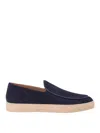 Emporio Armani Multi-striped Suede Slip-ons In Blue