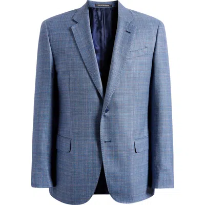 Emporio Armani Slub Blue Mélange Wool & Silk Blend Sport Coat