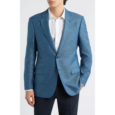 Emporio Armani Slub Teal Sport Coat In Blue