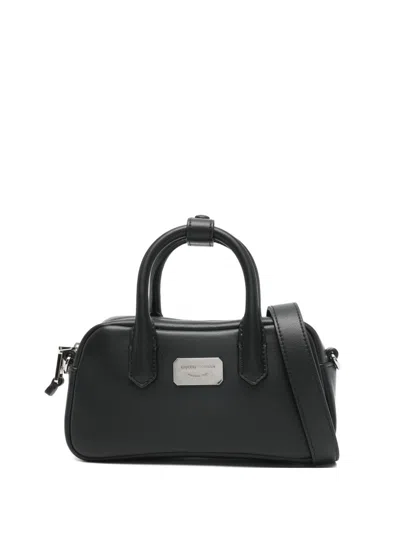 Emporio Armani Small Leather Bowling Bag In Black