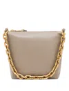 Emporio Armani Leather Small Hobo Bag With Chain In Gray