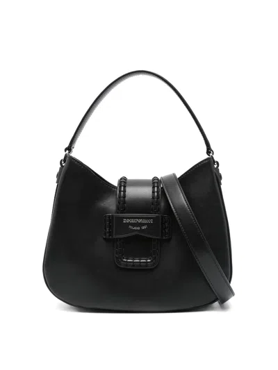 Emporio Armani Small Leather Shoulder Bag In Black