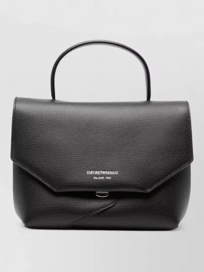 Emporio Armani Small Leather Shoulder Bag Top Handle Strap In Black