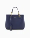 Emporio Armani Official Store Small Myea Shopper Bag With Deer Print In Bleu