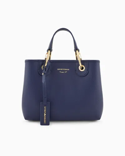 Emporio Armani Official Store Small Myea Shopper Bag With Deer Print In Bleu