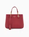 Emporio Armani Official Store Small Myea Shopper Bag With Deer Print In Bordeaux