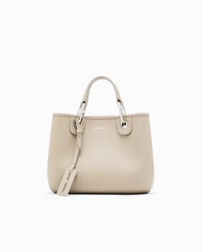 Emporio Armani Small Myea Shopper Bag With Deer Print In Gray