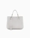Emporio Armani Small Myea Shopper Bag With Deer Print In Grey