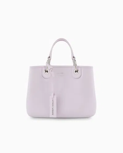 Emporio Armani Small Myea Shopper Bag With Deer Print In Burgundy