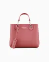 Emporio Armani Official Store Small Myea Shopper Bag With Deer Print In Powder Pink