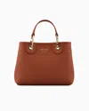 Emporio Armani Official Store Small Myea Shopper Bag With Deer Print In Tobacco