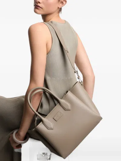 Emporio Armani Small Palmellato-finish Logo-patch Tote Bag In Brown