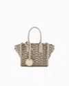 Emporio Armani Small Shopper Bag With All-over Monogram Print In Beige