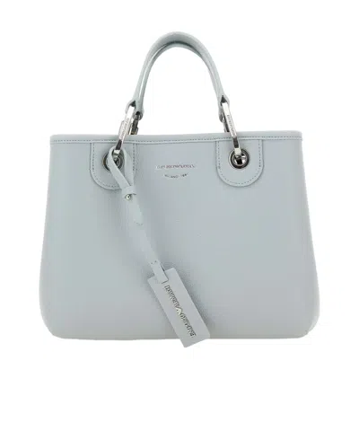 Emporio Armani Official Store Myea Bag Small Shopper Bag With Deer Print In Light Gray