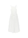 Emporio Armani Long Dress In Poplin With Smocked Motif In White