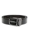 Emporio Armani Smooth-grain Leather Belt In Black