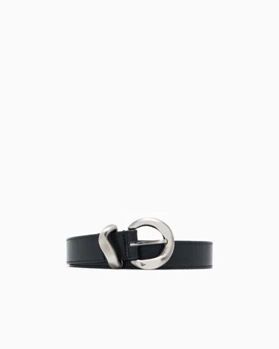 Emporio Armani Smooth Leather Belt In Black