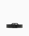 Emporio Armani Official Store Smooth Leather Belt In Deep Black