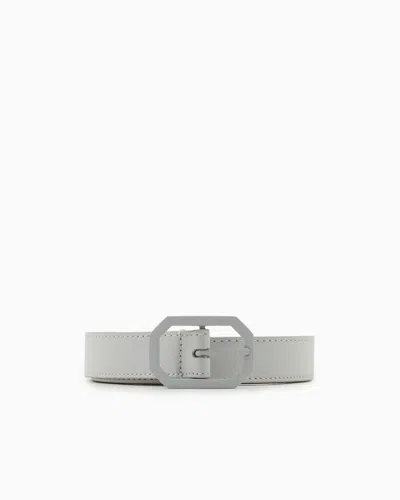 Emporio Armani Official Store Smooth Leather Belt In Light Grey
