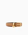 Emporio Armani Smooth Leather Belt With Eagle Logo Charm In Camel