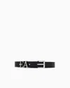 Emporio Armani Smooth Leather Belt With Moulded Ea Buckle In Black