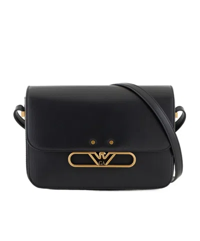 EMPORIO ARMANI SMOOTH LEATHER SHOULDER BAG WITH METAL EAGLE LOGO