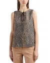 EMPORIO ARMANI SNAKE PRINT TIE NECK BLOUSE