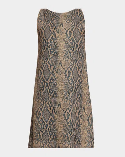 Emporio Armani Snakeskin Effect Sleeveless Mini Shift Dress In Snake Print