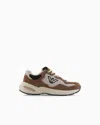 Emporio Armani Sneaker Aus Mesh Mit Veloursleder-details Und Adler-logo In Sand