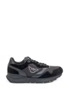 Emporio Armani Mesh-panel Low-top Sneakers In Black
