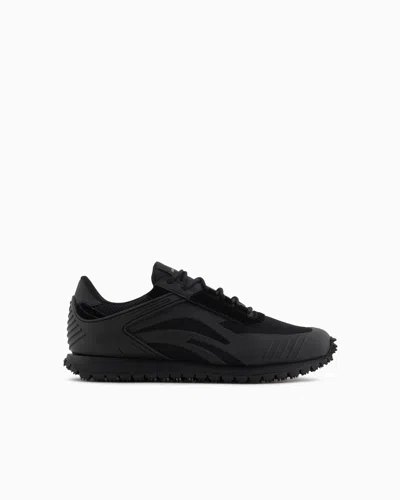 Emporio Armani Sneakers With Mesh Details In Black