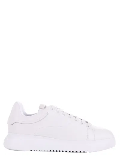 Emporio Armani Man Sneakers White Size 12 Soft Leather
