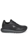 Emporio Armani Asv Recycled Nylon Sneakers With Regenerated Saffiano Details In Black