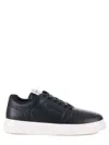 Emporio Armani Leather Sneakers In Black